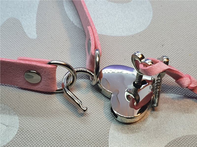 Pink Heart Padlock Goth Collar