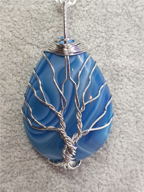 Tree of Life On Drop in Blue Agate