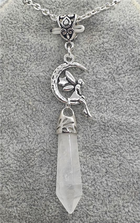 Crystal Rock Bullet Necklace