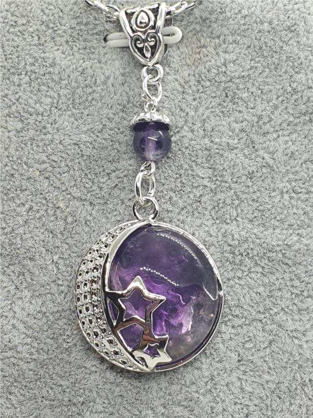 Cameo Moon and Stars in Amethyst Necklace