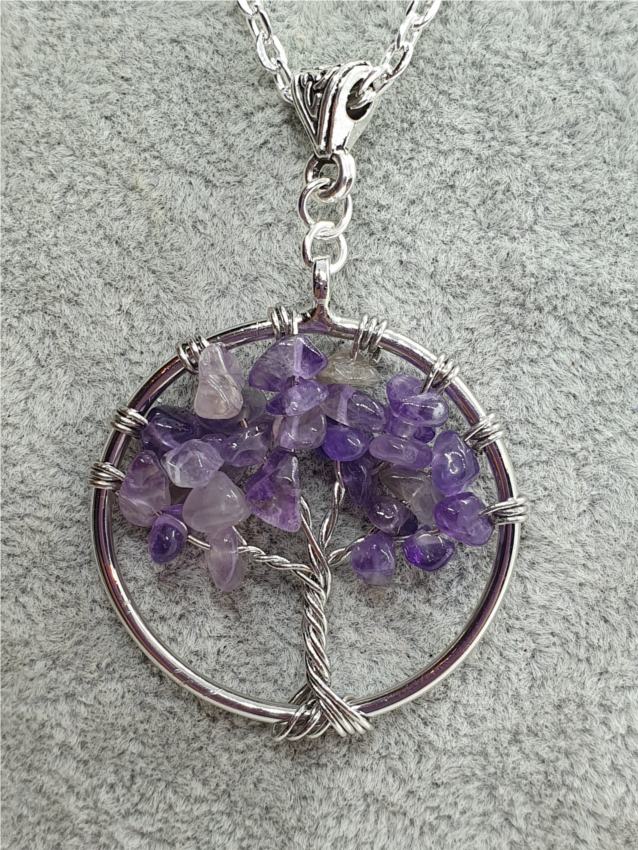 Small Fantasy Tree of Life Necklace in Amethyst