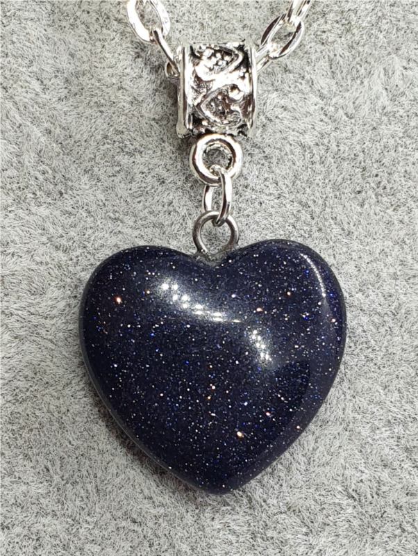 Dragonite or Blue Sandstone Heart Pendant Necklace