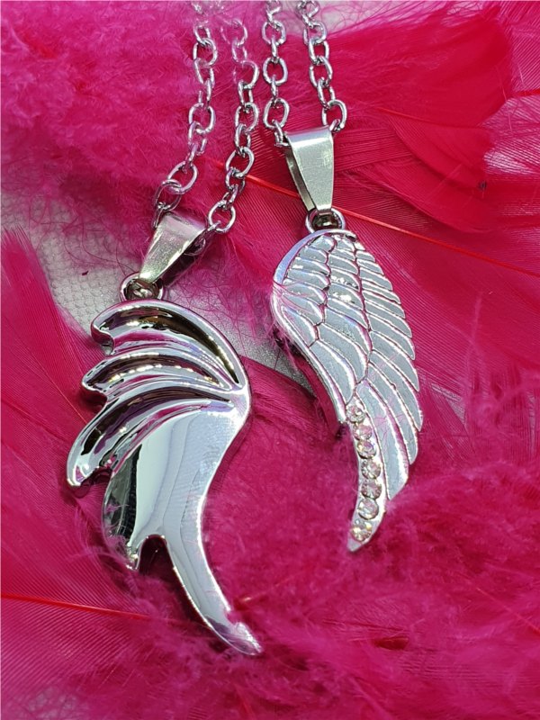 Angel and Demon Couple Necklace in Steel