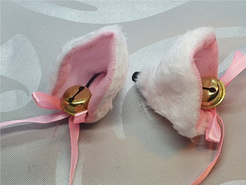 White Cat Ears with Bell