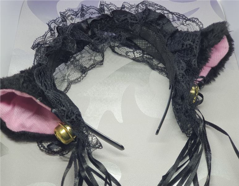 Headband with Black Cat Lace
